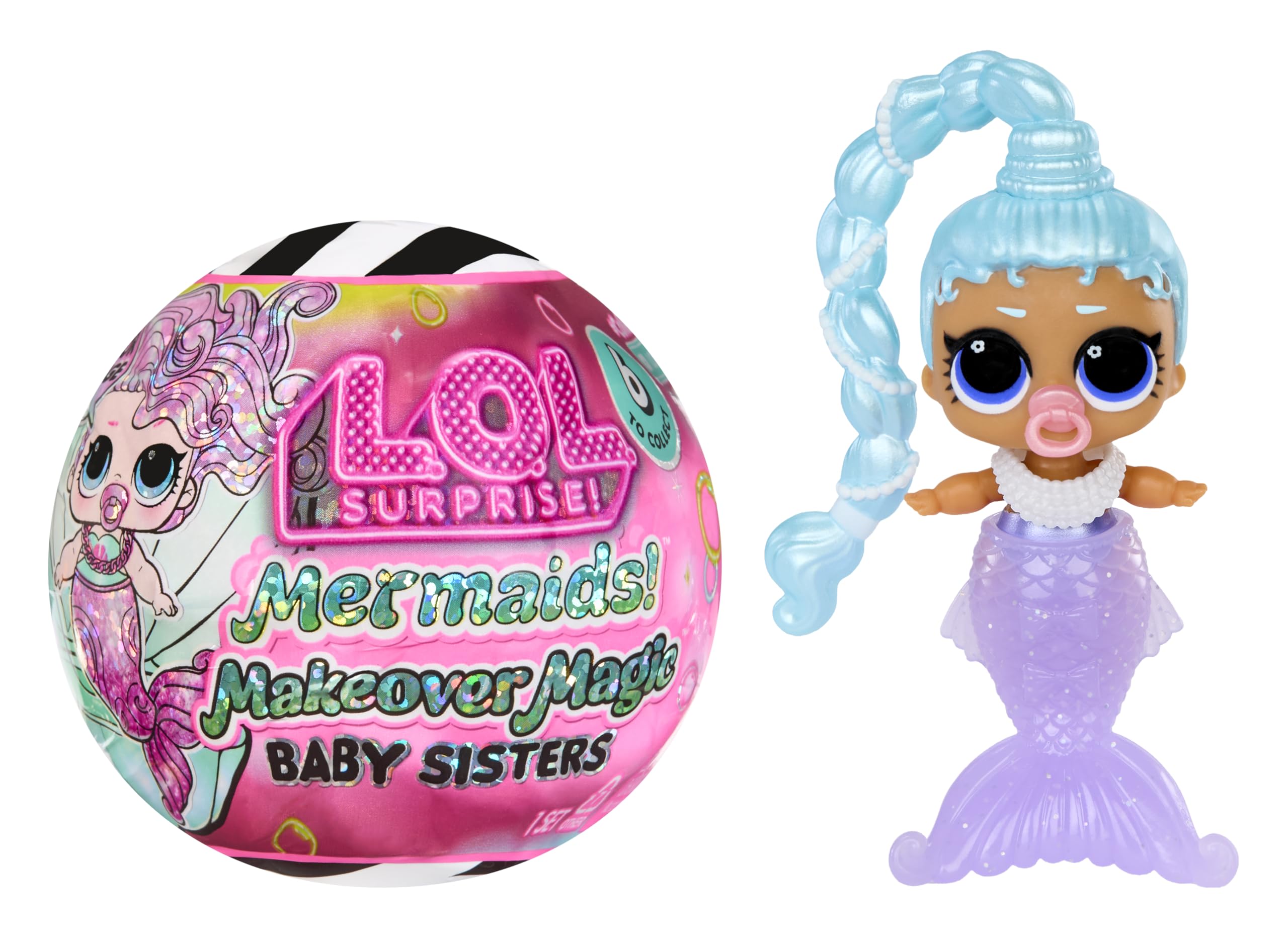 L.O.L. Surprise! Mermaids Makeover Magic Baby Sisters - Cola de Sirena Que Cambia de Color con Bola de Concha, 6 Muñecas para Coleccionar - para Mayores de 4 Años