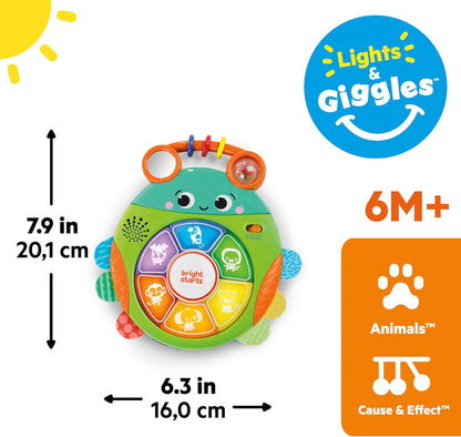 Bright Starts Safari Surprise Multisensory Toy, Light-Up Electronic Baby Toy with Animal Sounds and Melodies, Press for Cause and Effect Discovery, Unisex, 6 Months+