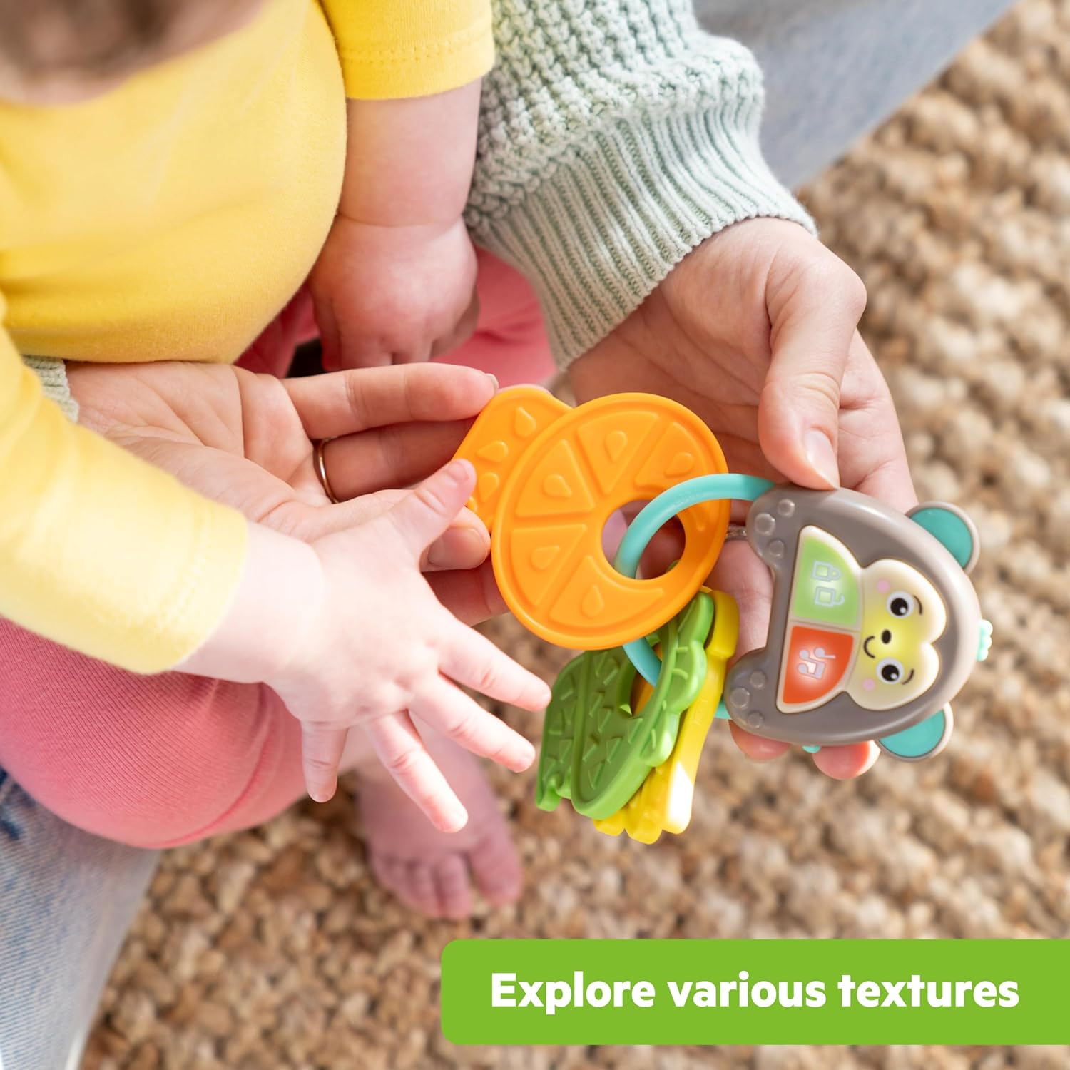 Bright Starts, Clés Musicales Électroniques Musical MonKeys - Clés Petit Singe avec Sons Rigolos, Jouet Multisensoriel, 6 Mois et Plus
