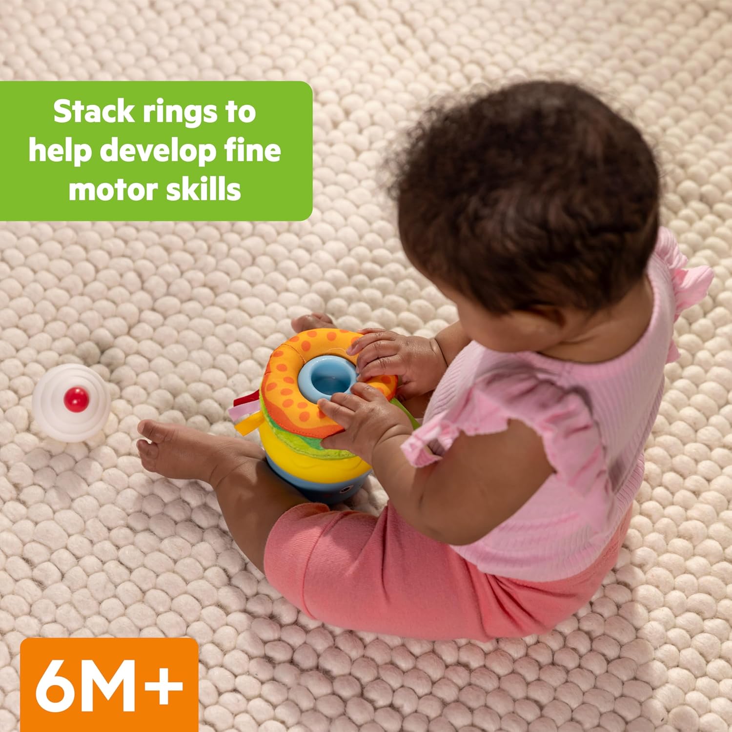 Bright Starts Treat Torre Apilable con Mordedor en Forma de Cupcake y Donut, Fomenta la Motricidad Fina, Unisex, para Bebés Desde 6 Meses