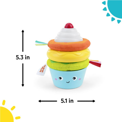 Bright Starts Treat Torre Apilable con Mordedor en Forma de Cupcake y Donut, Fomenta la Motricidad Fina, Unisex, para Bebés Desde 6 Meses