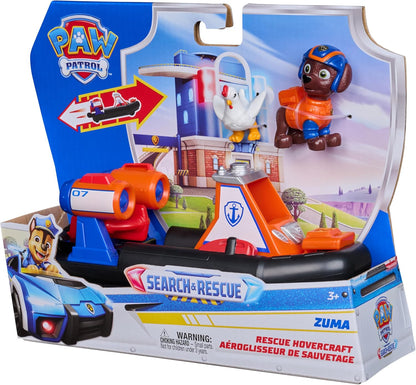 PAW PATROL - Search & Rescue: Zumas Rettungs-Fahrzeug, Boot mit Rückziehmotor, ca. 13 cm, inkl. Hunde-Figur und Henrietta, detailgetreues Design zur Serie, Spielzeug ab 3 Jahren
