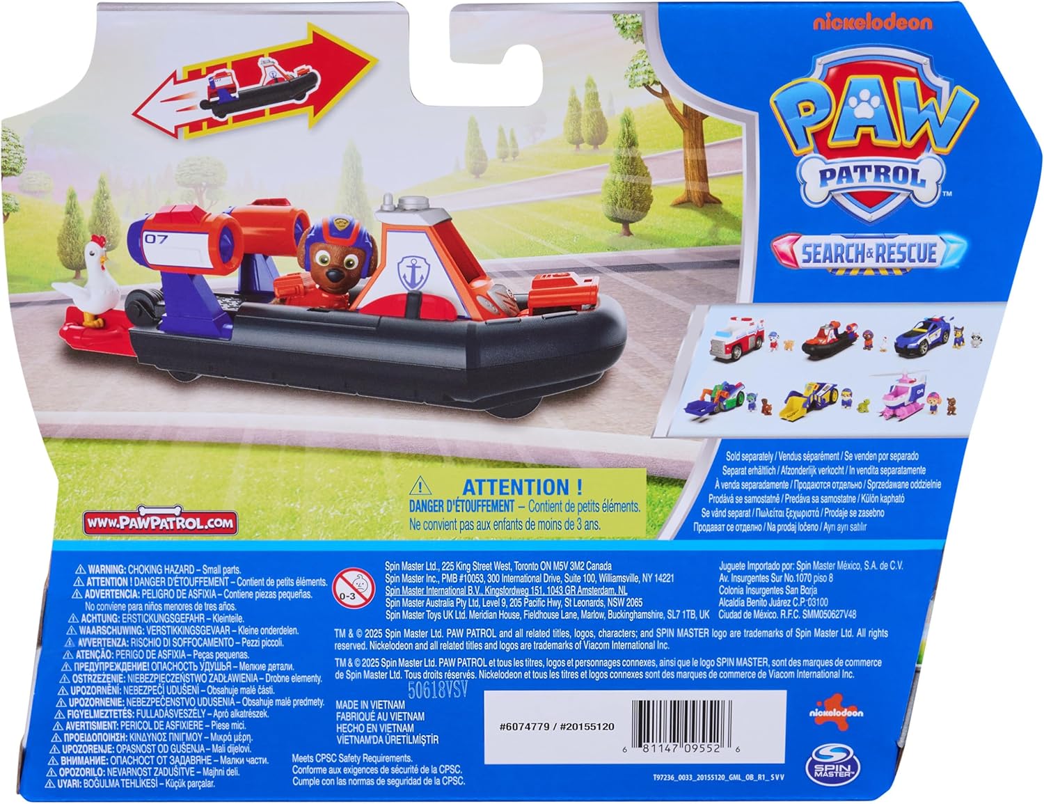 PAW PATROL - Search & Rescue: Zumas Rettungs-Fahrzeug, Boot mit Rückziehmotor, ca. 13 cm, inkl. Hunde-Figur und Henrietta, detailgetreues Design zur Serie, Spielzeug ab 3 Jahren