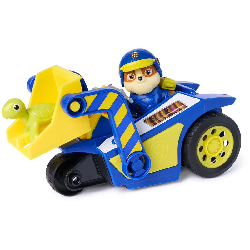 PAW PATROL - Search & Rescue: Rubbles Rettungs-Bulldozer, Fahrzeug mit Rückziehmotor, ca. 15 cm, inkl. Hunde-Figur und Schildkröte, detailgetreues Design zur Serie, Spielzeug ab 3 Jahren