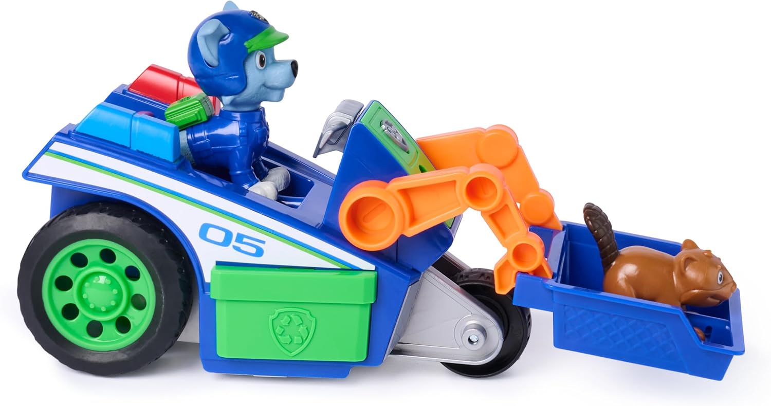Paw Patrol: Search & Rescue, Rocky Rescue Recycler Vehicle with 2 Figures, Toy Car with Pull-Back Action, Kids Toys for Boys and Girls Ages 3+