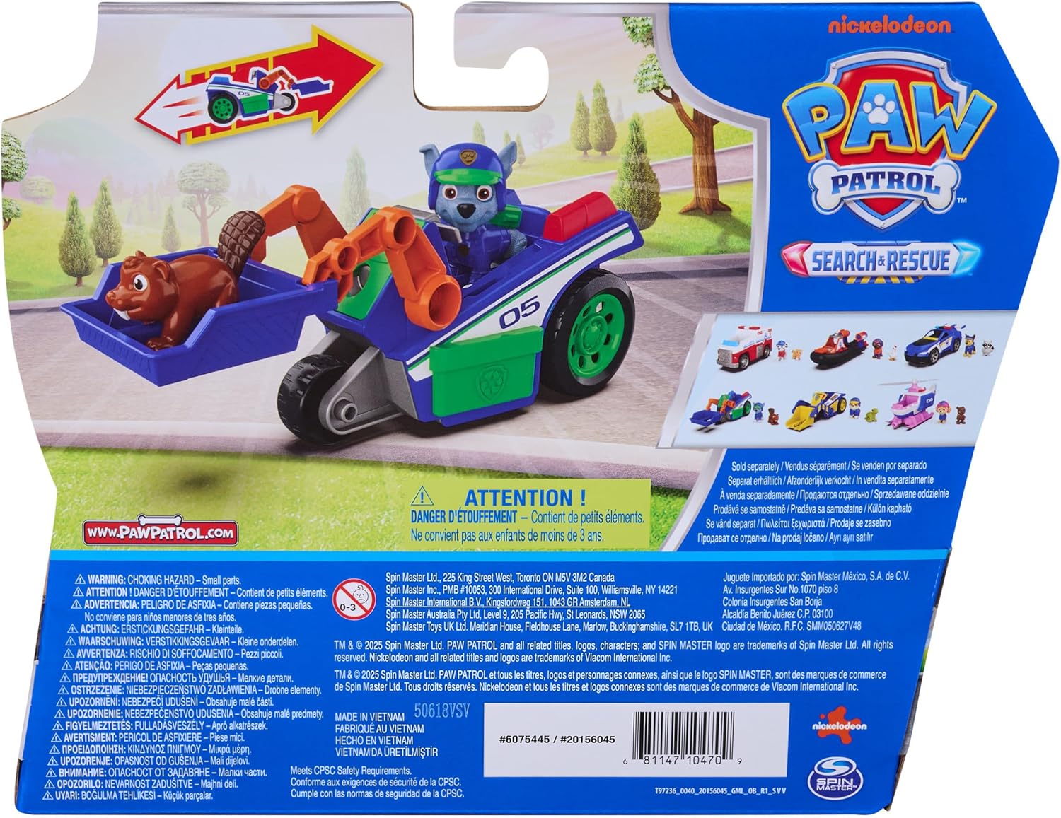 Paw Patrol: Search & Rescue, Rocky Rescue Recycler Vehicle with 2 Figures, Toy Car with Pull-Back Action, Kids Toys for Boys and Girls Ages 3+