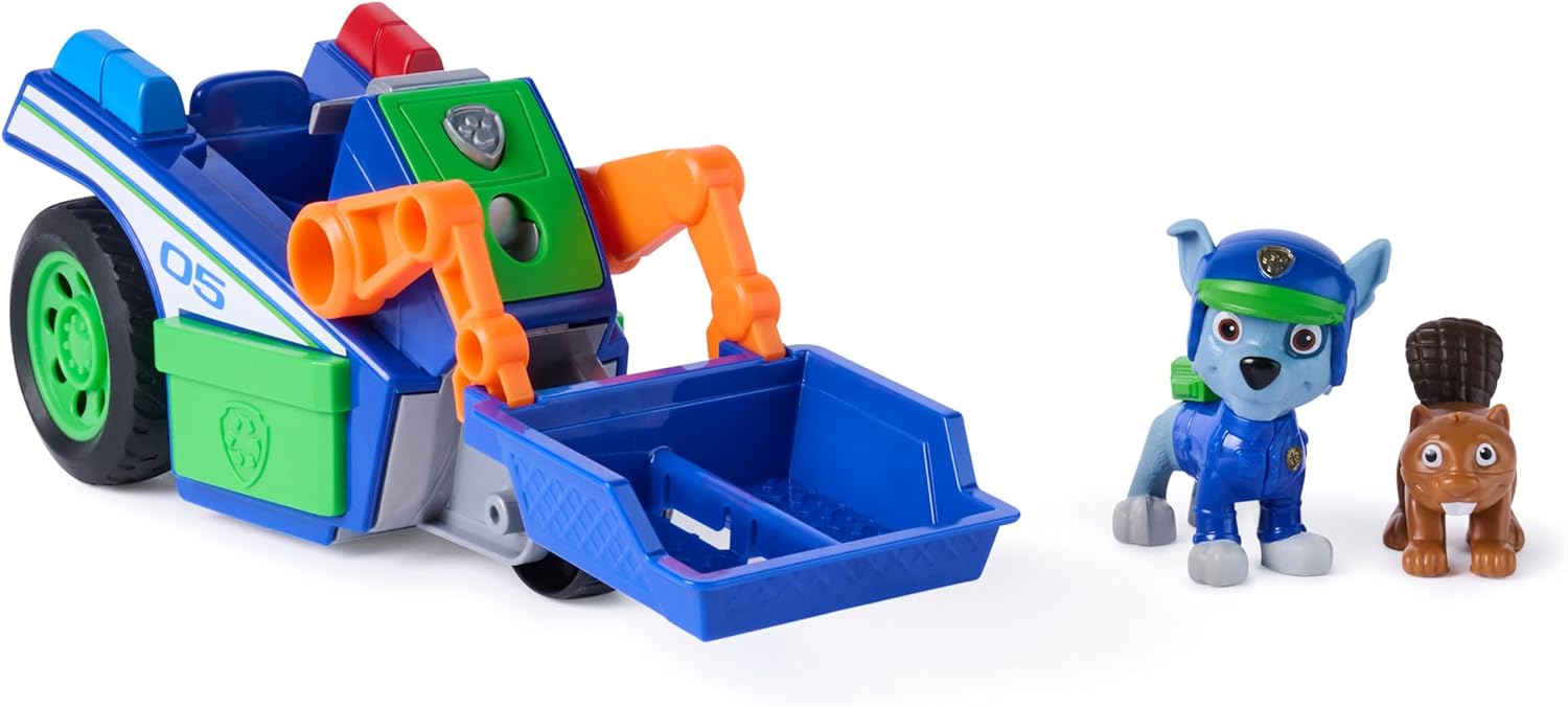 Paw Patrol: Search & Rescue, Rocky Rescue Recycler Vehicle with 2 Figures, Toy Car with Pull-Back Action, Kids Toys for Boys and Girls Ages 3+