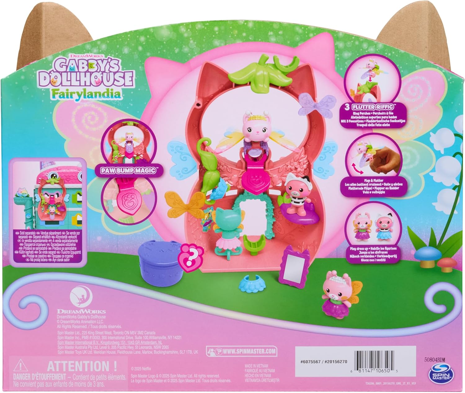 Gabby's Dollhouse Fairylandia, Kitty Fairy’s Flutter-riffic Playset with 12 Pieces and Exclusive Flutter-riffic Ring, Kids Toys for Girls and Boys Ages 3 and Up