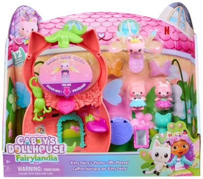 Gabby's Dollhouse Fairylandia, Kitty Fairy’s Flutter-riffic Playset with 12 Pieces and Exclusive Flutter-riffic Ring, Kids Toys for Girls and Boys Ages 3 and Up