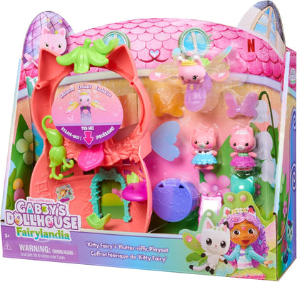 Gabby's Dollhouse Fairylandia, Kitty Fairy’s Flutter-riffic Playset with 12 Pieces and Exclusive Flutter-riffic Ring, Kids Toys for Girls and Boys Ages 3 and Up