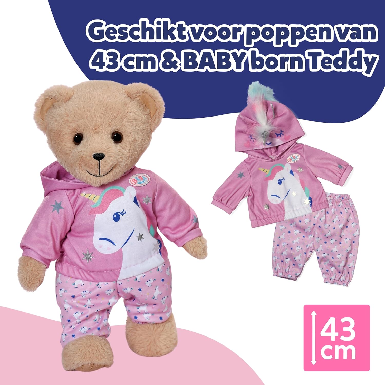 BABY born Eenhoorn-outfit - Poppen kleding voor poppen van 43 cm - Hoogwaardige poppenaccessoires - Geschikt voor kinderen vanaf 3 jaar
