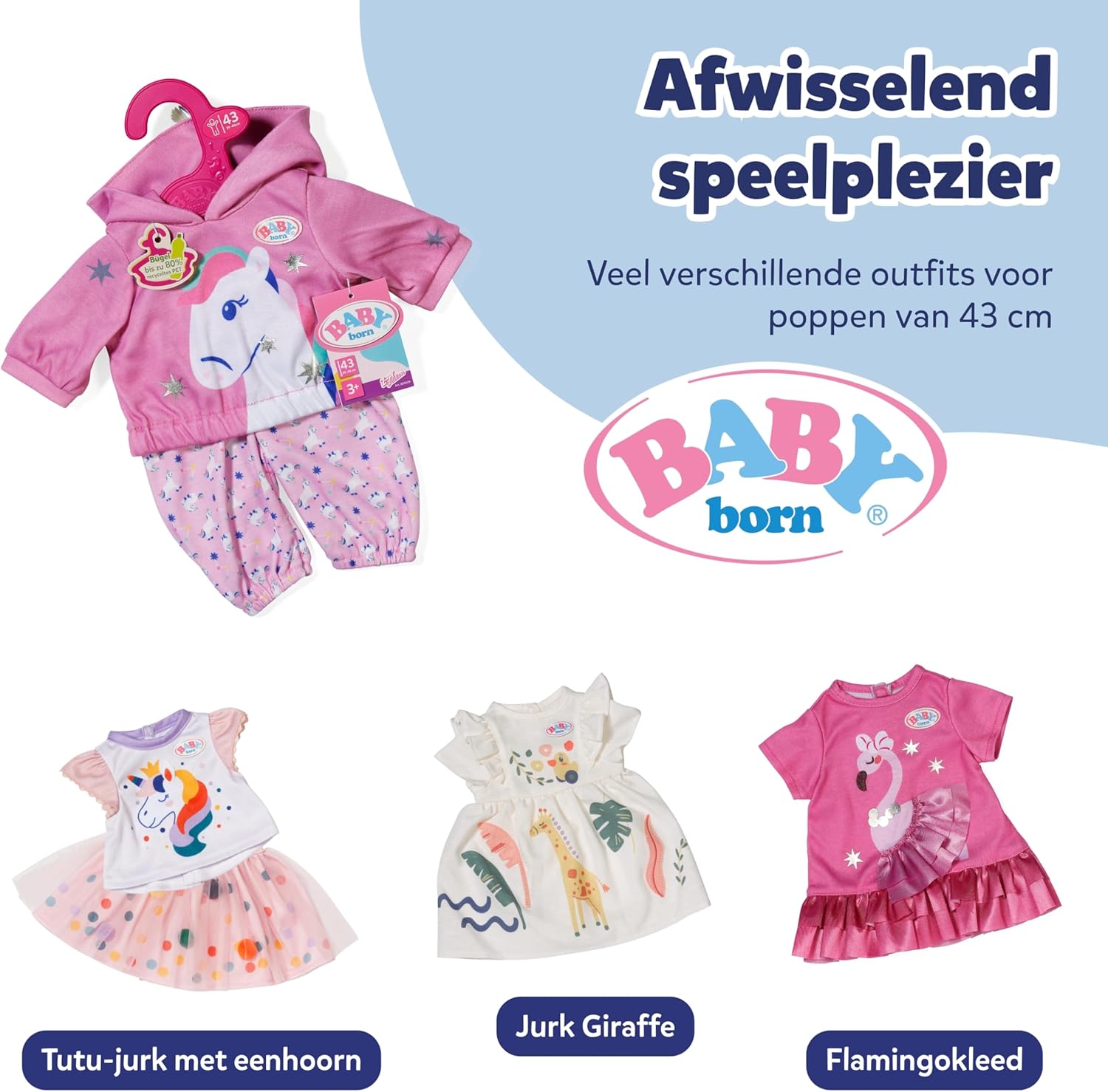 BABY born Eenhoorn-outfit - Poppen kleding voor poppen van 43 cm - Hoogwaardige poppenaccessoires - Geschikt voor kinderen vanaf 3 jaar