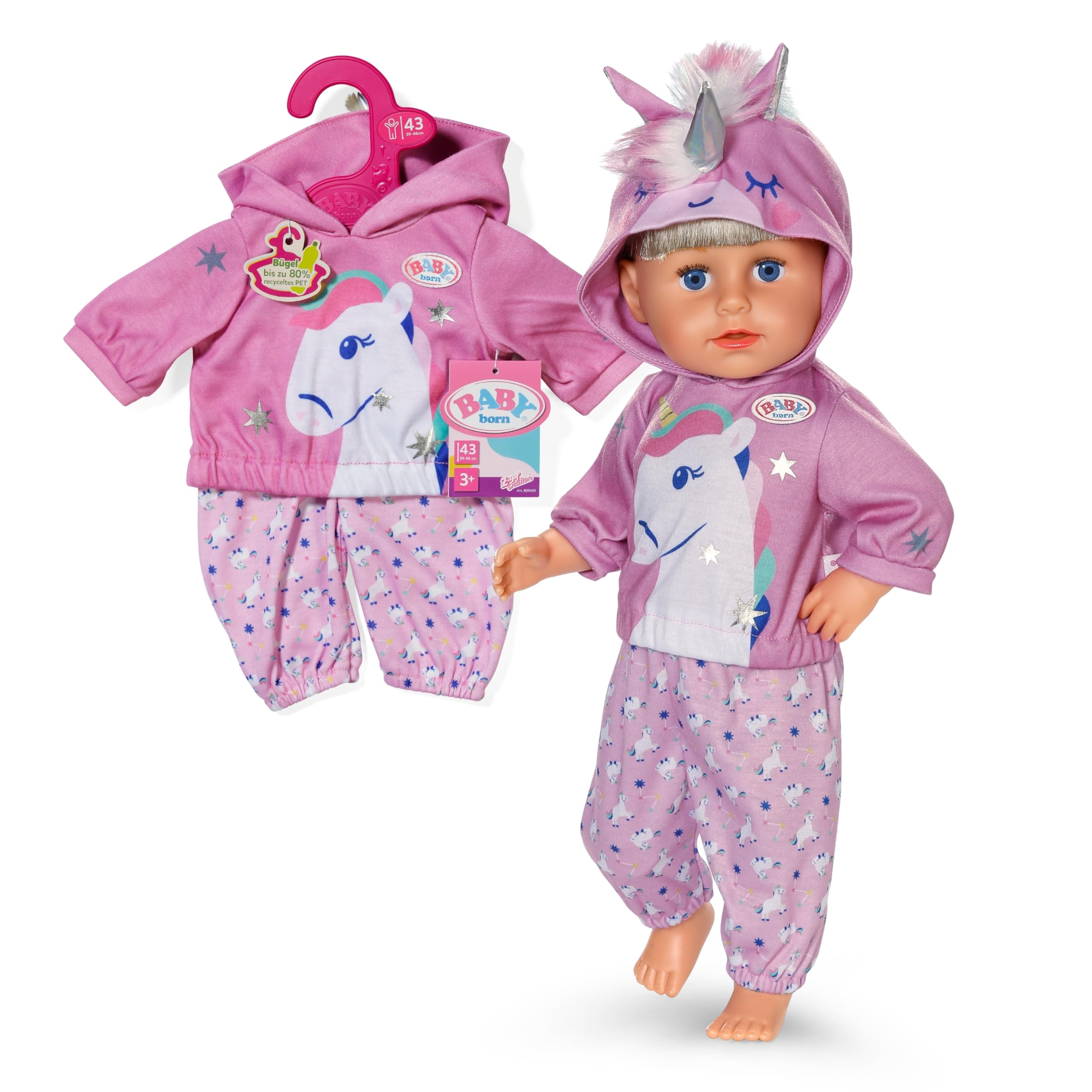 BABY born Eenhoorn-outfit - Poppen kleding voor poppen van 43 cm - Hoogwaardige poppenaccessoires - Geschikt voor kinderen vanaf 3 jaar