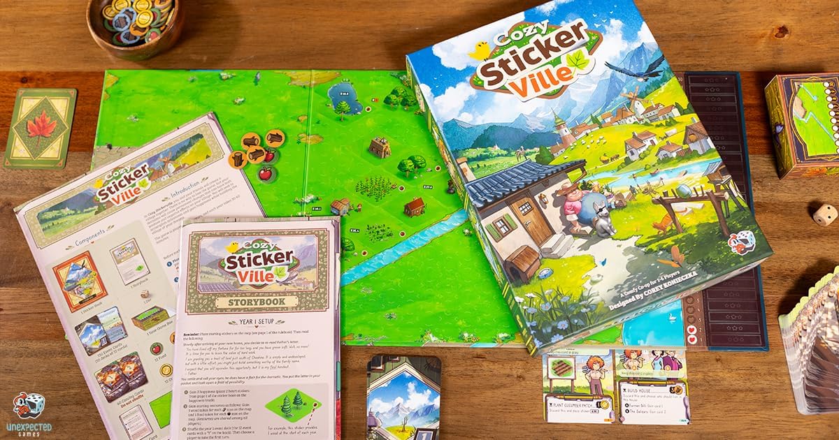 Asmodee | Cozy Stickerville | Family Board Game | Ages 8+ | 1-6 Players | 30-45 Minutes Playing Time