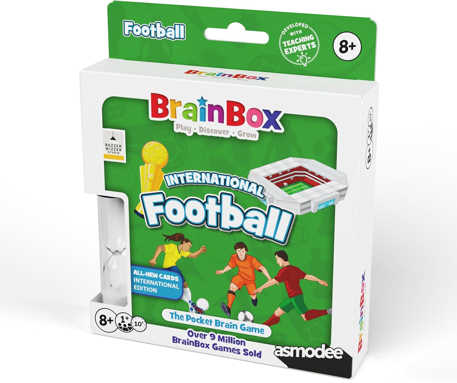 Asmodee | BrainBox Pocket - Football International Teams | Fun & Educational Travel Card Game | Ages 8+ | 1+ Players | 10+ Minutes Playing Time