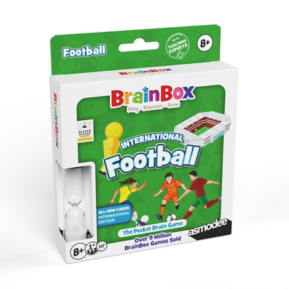 Asmodee | BrainBox Pocket - Football International Teams | Fun & Educational Travel Card Game | Ages 8+ | 1+ Players | 10+ Minutes Playing Time