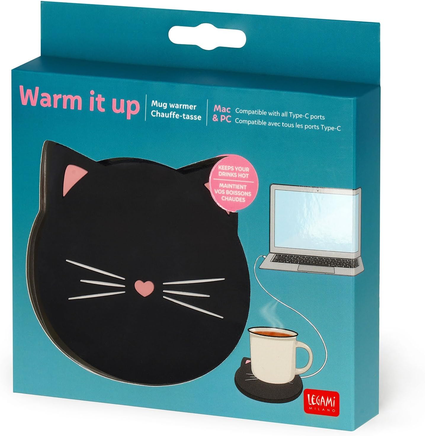 Legami Type-C Cable Mug Warmer - Warm It Up - Kitty (Replacing Wiu0006)