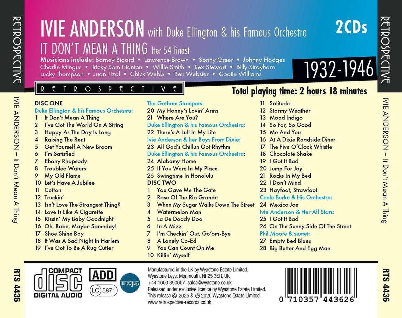 Ivie Anderson: It Don't Mean a Thing: Her 54 Finest 1932-1946