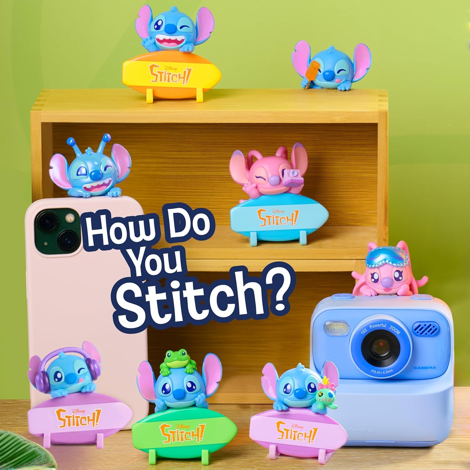 Disney Stitch Attachmeez Collectible Mini Figure Blind Box - Hangs Off Books, Phones, Cups & More, Unbox, Attach & Display, For Kids, Fans & Collectors by Just Play