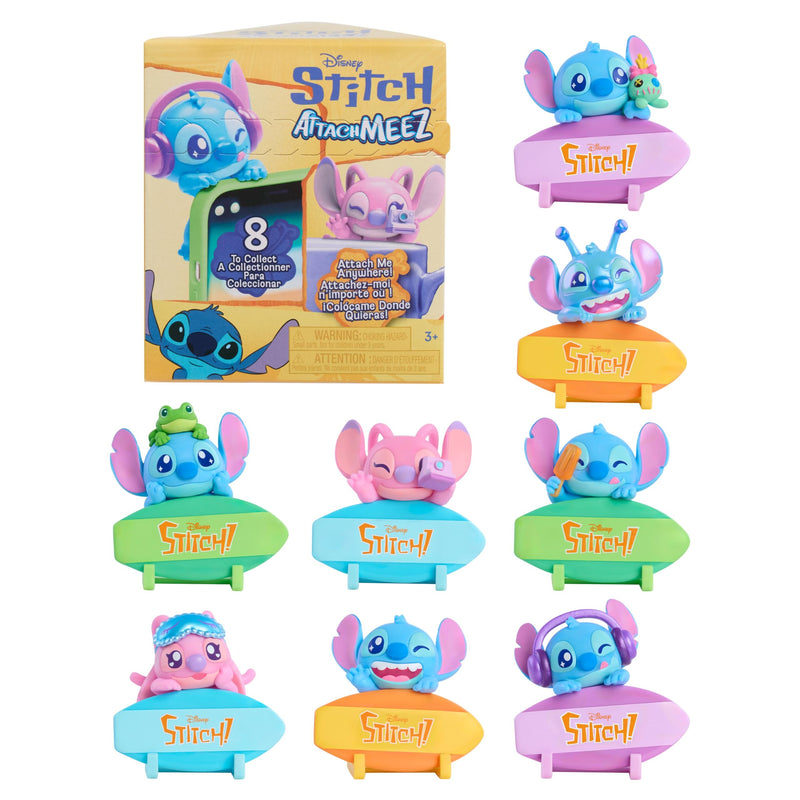 Disney Stitch Attachmeez Collectible Mini Figure Blind Box - Hangs Off Books, Phones, Cups & More, Unbox, Attach & Display, For Kids, Fans & Collectors by Just Play