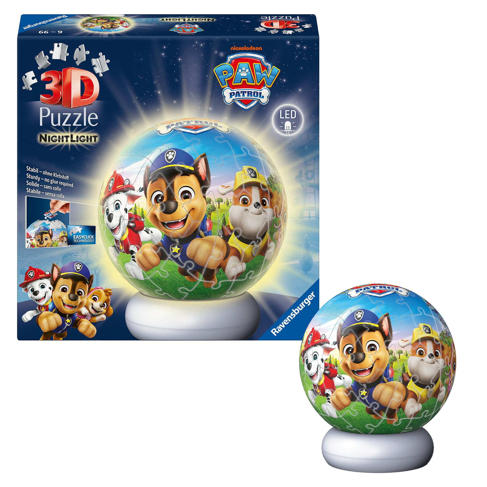 Ravensburger Paw Patrol 72-Piece Nightlight Puzzle – Glow-in-the-Dark Puzzle Toy for Kids, Fun & Interactive Bedroom Décor