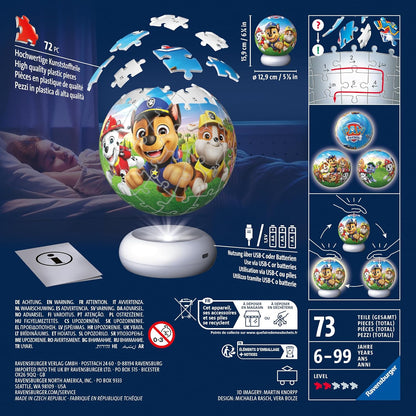 Ravensburger Paw Patrol 72-Piece Nightlight Puzzle – Glow-in-the-Dark Puzzle Toy for Kids, Fun & Interactive Bedroom Décor