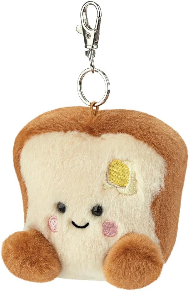 AURORA,61651, Palm Pals Buttery Toast Clip-On, 10cm, Soft Toy, Brown