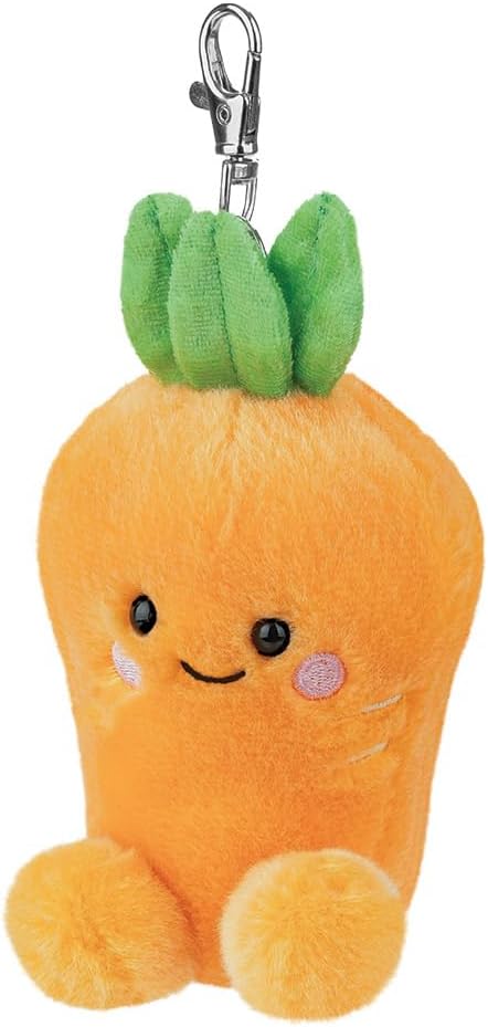 AURORA, 61652, Palm Pals Cheerful Carrot Clip-On, 10cm, Soft Toy, Orange