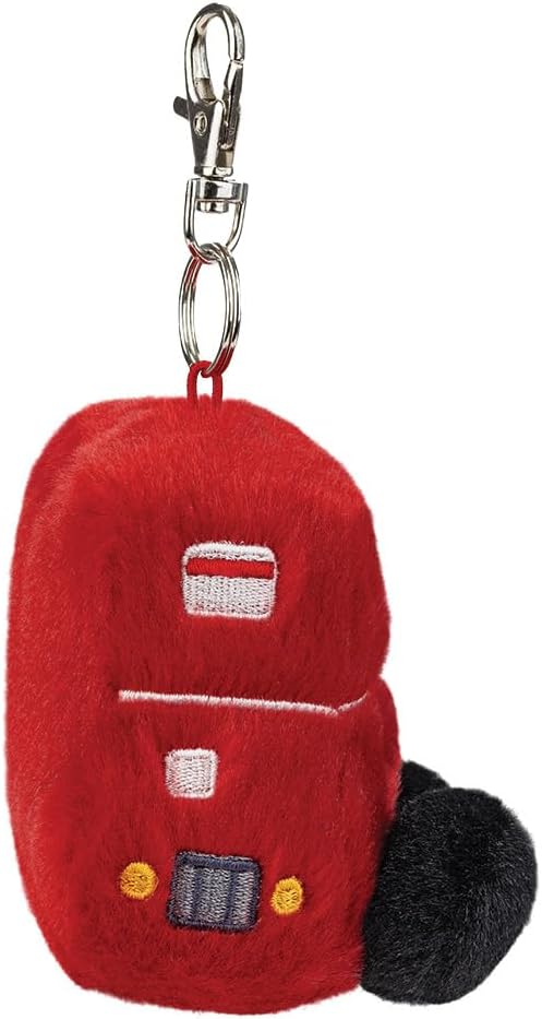 AURORA, 61657, Palm Pals Bertie Red Bus Clip-On, 10cm, Soft Toy, Red