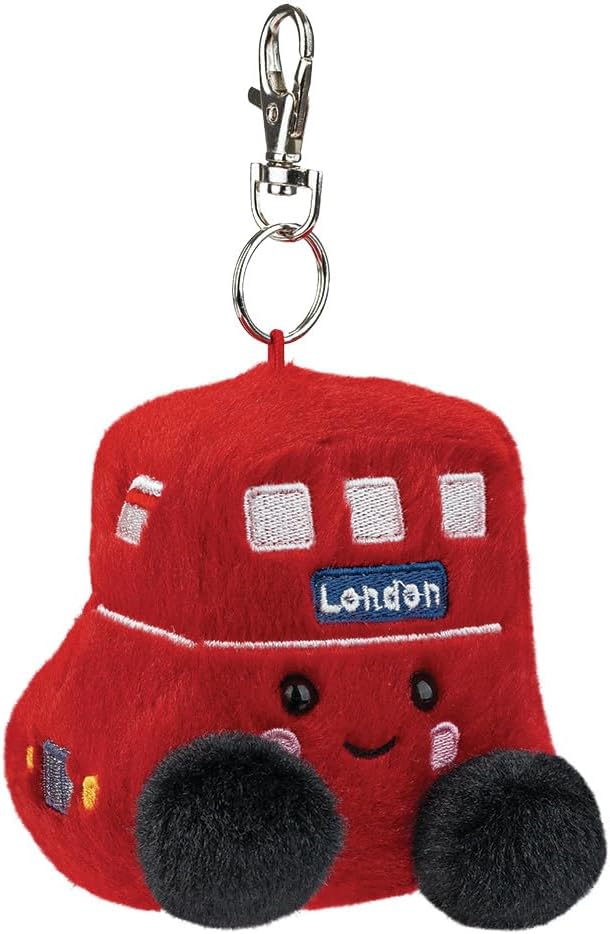 AURORA, 61657, Palm Pals Bertie Red Bus Clip-On, 10cm, Soft Toy, Red