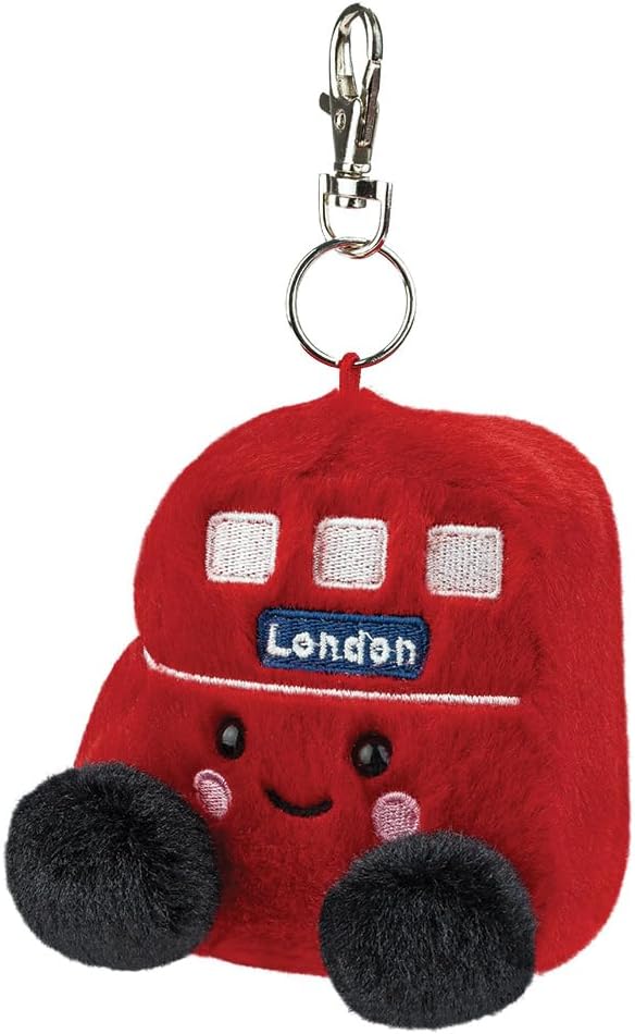 AURORA, 61657, Palm Pals Bertie Red Bus Clip-On, 10cm, Soft Toy, Red