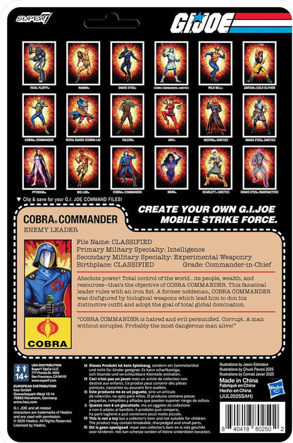 Super7 G.I. Joe Reaction+ Wave 06 Cobra Commander (Film, Black Cape) Action Figure