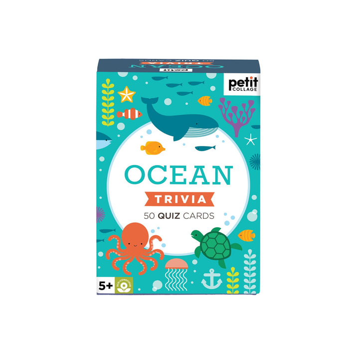 Petit Collage Ocean Trivia Quiz Cards | Fun Card Game for Kids | Kids Trivia Game for Ages 5+ | Includes 50 Aquatic-Themed Quiz Cards | Perfect for Family Fun and Classrooms