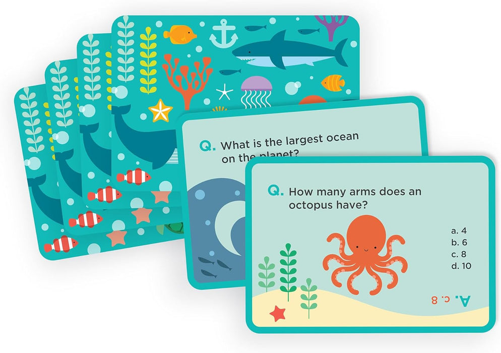 Petit Collage Ocean Trivia Quiz Cards | Fun Card Game for Kids | Kids Trivia Game for Ages 5+ | Includes 50 Aquatic-Themed Quiz Cards | Perfect for Family Fun and Classrooms