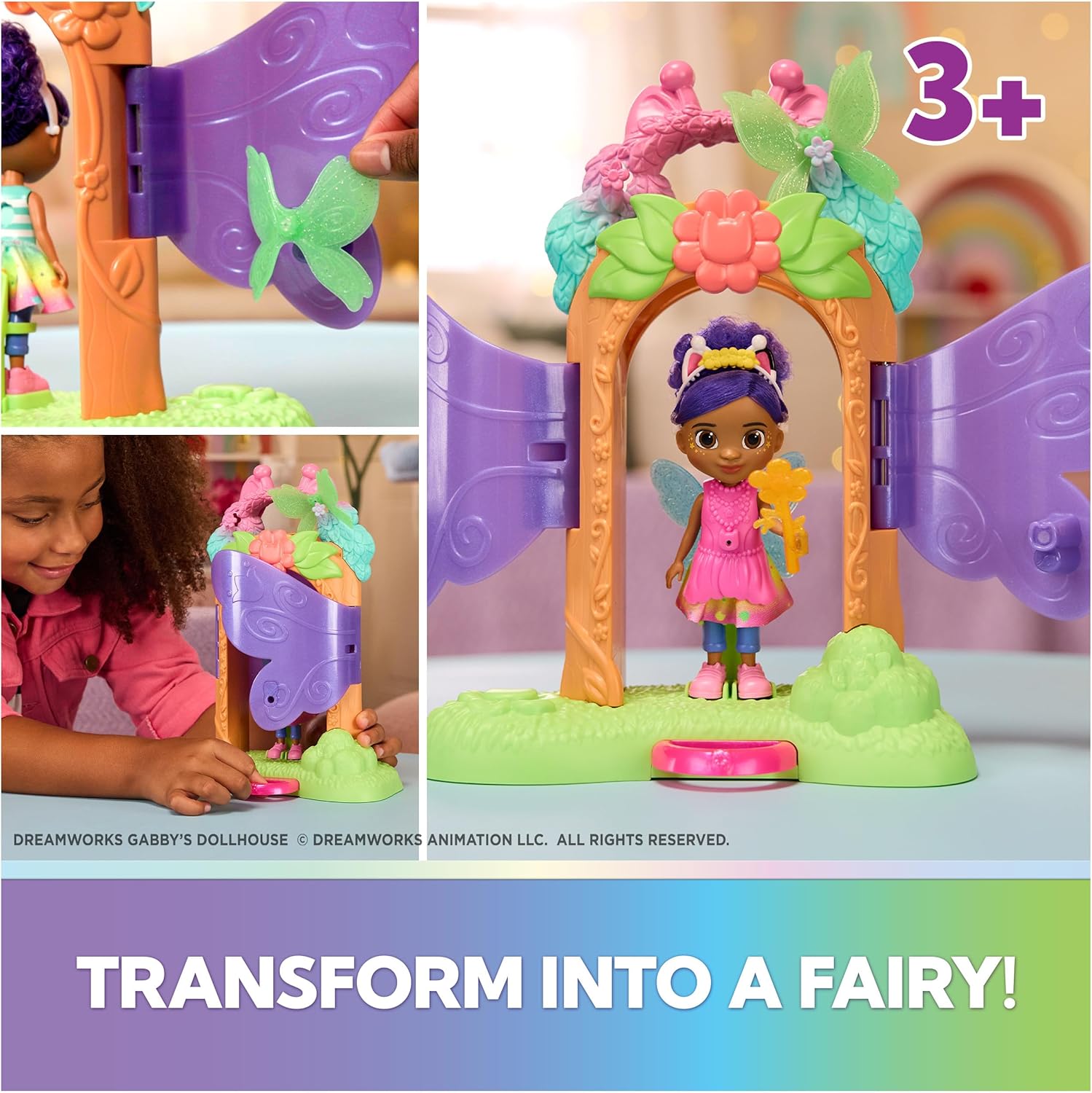 Gabby's Dollhouse Fairylandia, Fairy Magic Reveal Playset with Transforming Feature and Dollhouse Accessories, Kids Toys for Girls and Boys Ages 3 and Up