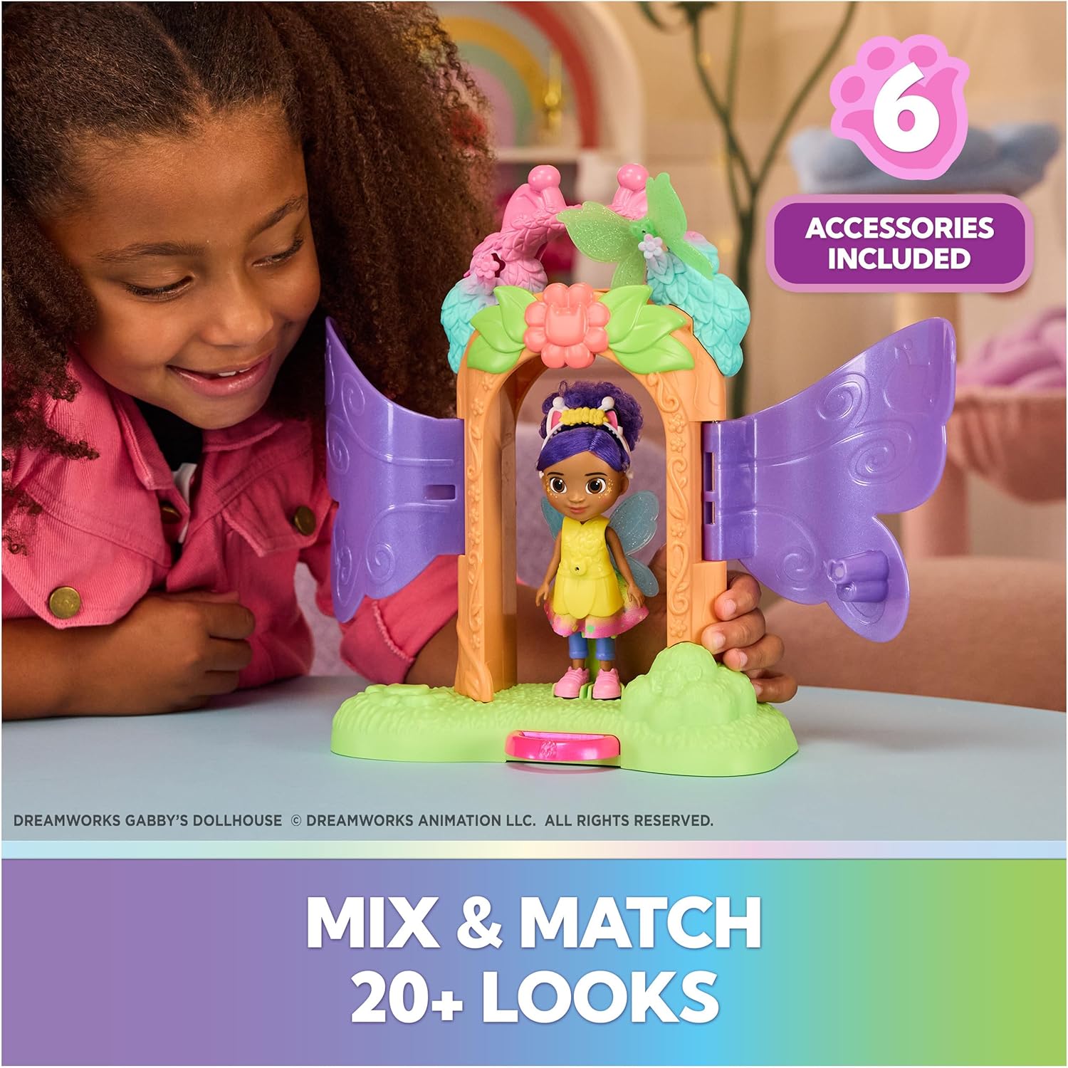 Gabby's Dollhouse Fairylandia, Fairy Magic Reveal Playset with Transforming Feature and Dollhouse Accessories, Kids Toys for Girls and Boys Ages 3 and Up
