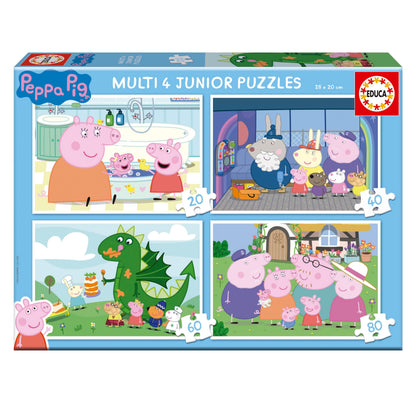 Educa - Peppa Pig | Set van 4 progressieve kinderpuzzels van 20 tot 80 stukjes. Geschatte afmetingen in gemonteerde toestand: 28 x 20 cm. Geweldige stukken perfect afgewerkt. +4 jaar (20329