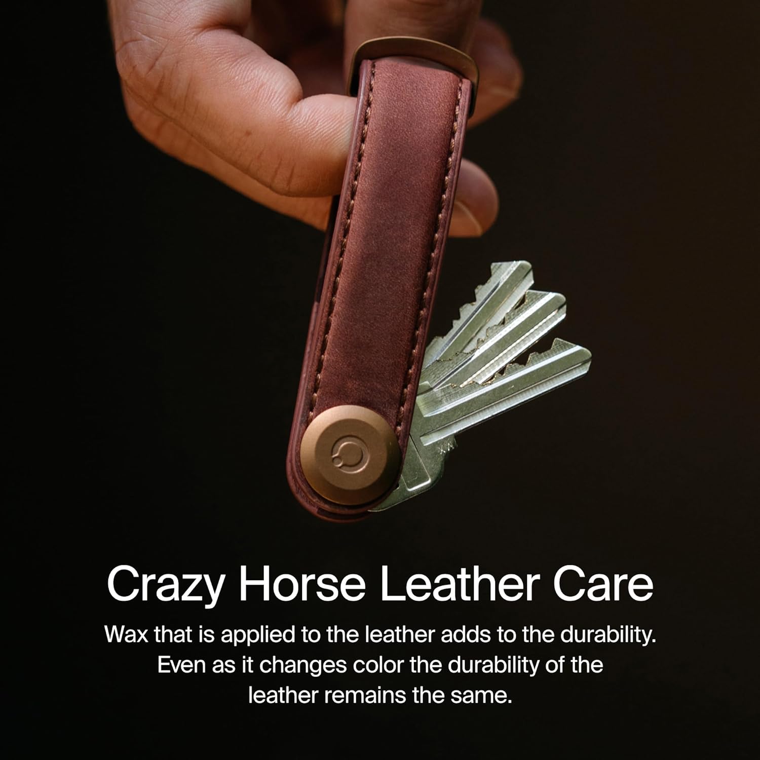Orbitkey - Crazy Horse Leather Key Organiser - Chestnut Brown/Brown