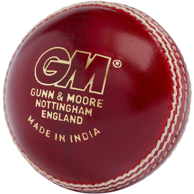 Gunn & Moore GM Cricket Ball, Clubman Grade 1 Club Match, Hand Stitched Waxed Leather 68-70 Seam Stitches, Junior & Senior Sizes, Red