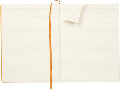 RHODIA 117701C - Silver Flexible Notebook - A4+ - Lined - 160 Detachable Pages - Ivory Clairefontaine Paper 90 g/m - Bookmark, Elastic Closure - Faux Leather Cover - Rhodiarama Collection