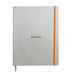 RHODIA 117701C - Silver Flexible Notebook - A4+ - Lined - 160 Detachable Pages - Ivory Clairefontaine Paper 90 g/m - Bookmark, Elastic Closure - Faux Leather Cover - Rhodiarama Collection