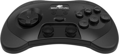 Retro-Bit SEGA Saturn® 2.4GHz Wireless Pro Controller for Sega Saturn, Sega Mega Drive Mini, Switch, PC, Mac - Includes 2 Receivers - Black
