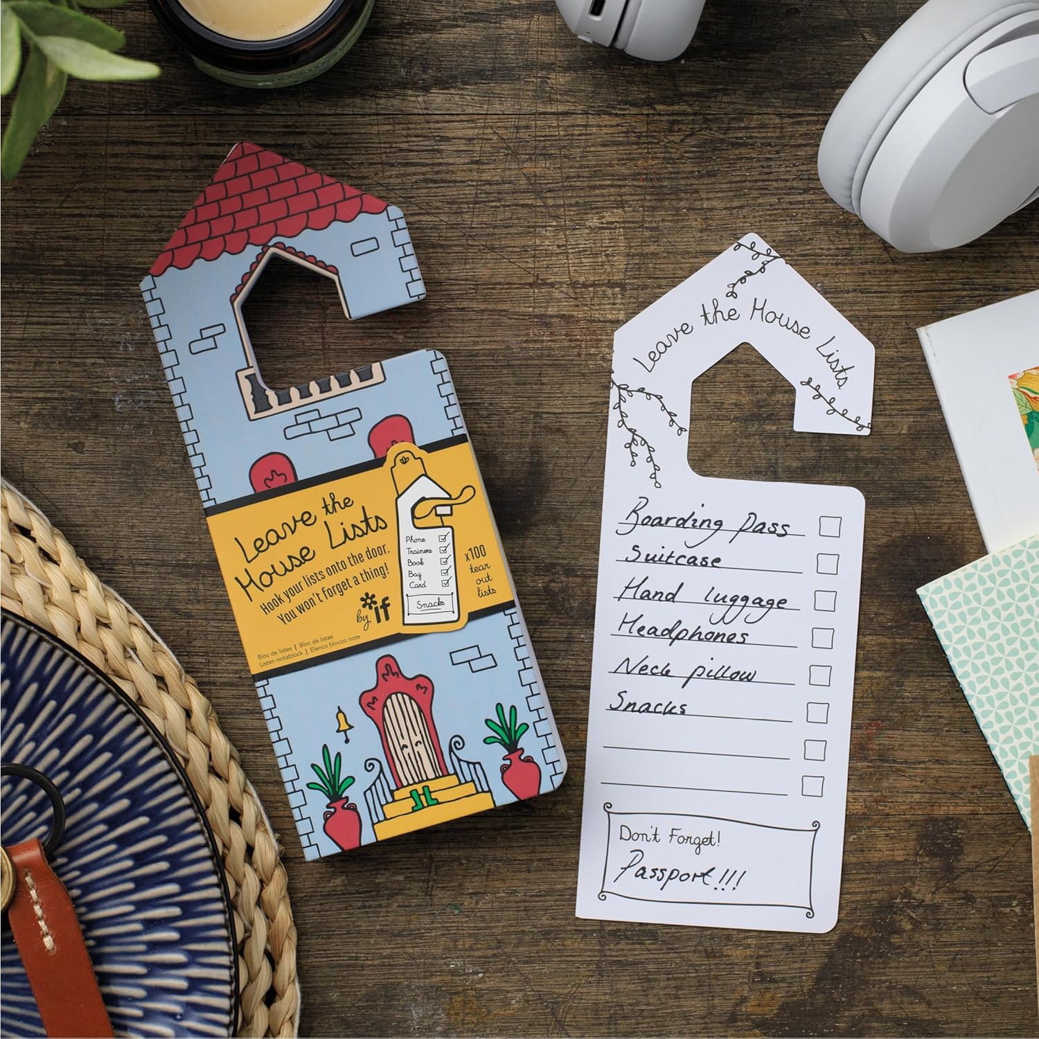 IF Journals for Life - Leave the House Lists, Tear-out door hanger shaped list book, For family and home organisation