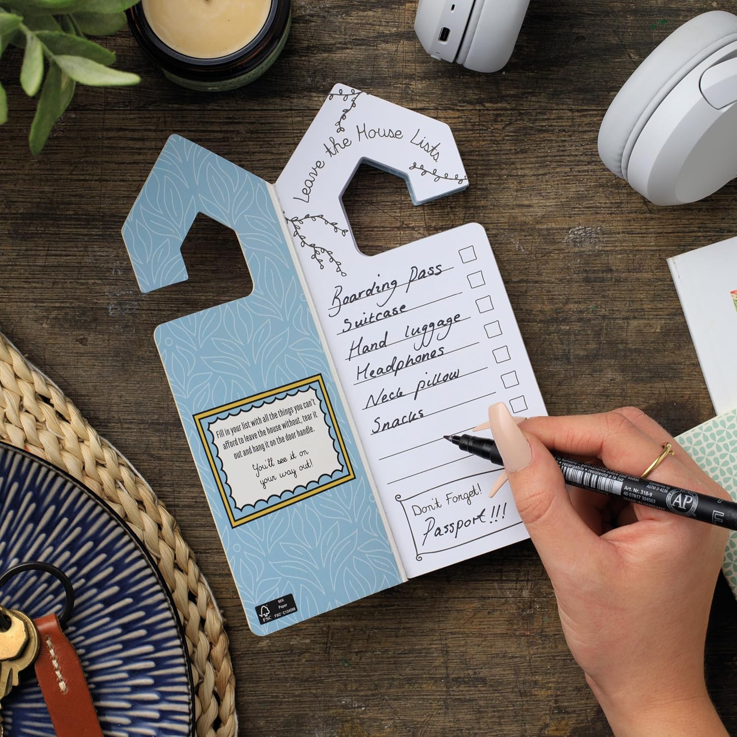 IF Journals for Life - Leave the House Lists, Tear-out door hanger shaped list book, For family and home organisation