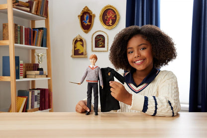 Mattel Harry Potter Toys, Ron Weasley Fashion Doll in Removable Signature Hogwarts Uniform With Wand Accessory, Inspired By The Movie, JGM20