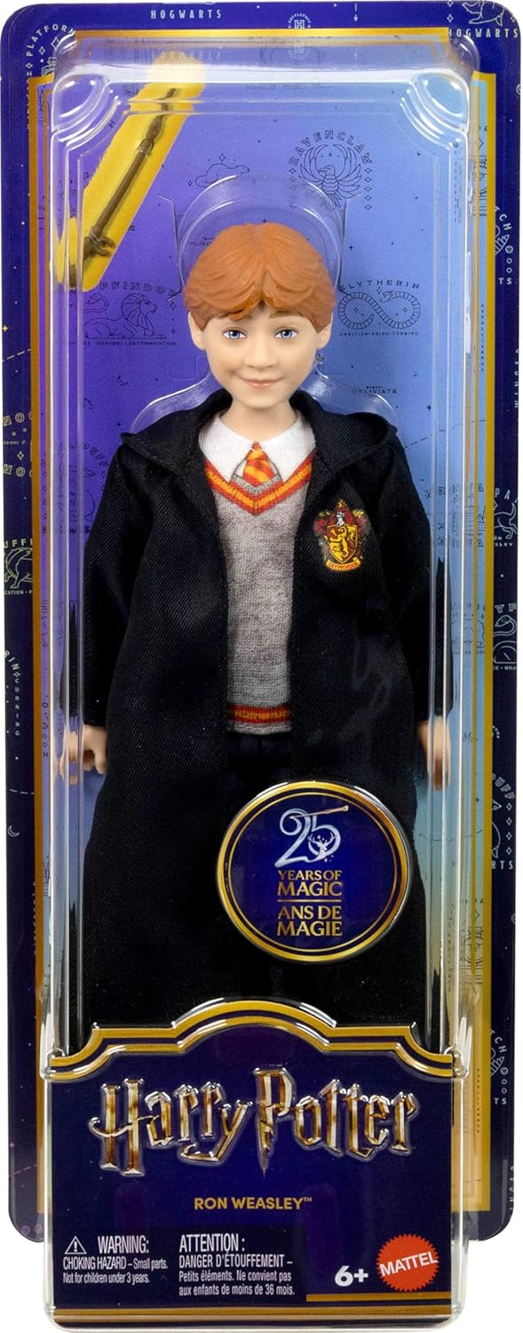Mattel Harry Potter Toys, Ron Weasley Fashion Doll in Removable Signature Hogwarts Uniform With Wand Accessory, Inspired By The Movie, JGM20