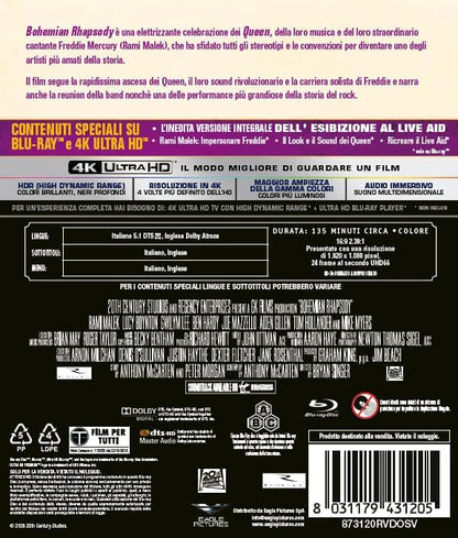 Blu-Ray 4K Uhd Bohemian Rhapsody (4K Ultra Hd + Blu-Ray Hd