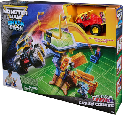 Monster Jam Smash & Bash Crash Course Playset with Launcher, Exclusive 1:64 Scale Monster Truck, 16-inch Obstacle Tower with Trampoline, Kids Toys for Boy and Girls Ages 3 and up