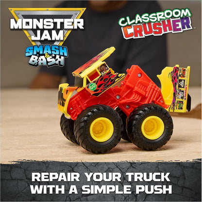 Monster Jam Smash & Bash Crash Course Playset with Launcher, Exclusive 1:64 Scale Monster Truck, 16-inch Obstacle Tower with Trampoline, Kids Toys for Boy and Girls Ages 3 and up