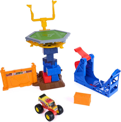 Monster Jam Smash & Bash Crash Course Playset with Launcher, Exclusive 1:64 Scale Monster Truck, 16-inch Obstacle Tower with Trampoline, Kids Toys for Boy and Girls Ages 3 and up